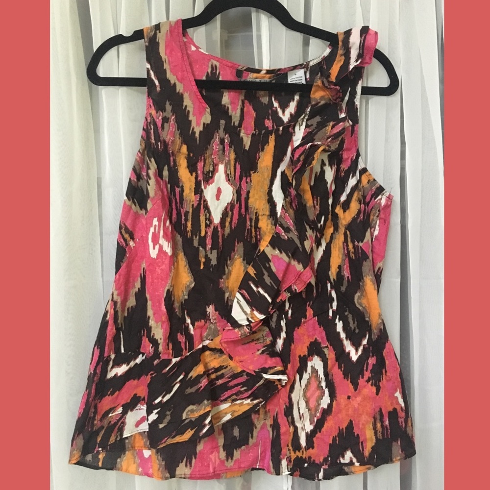 Multicolor Bohemian-Style Ruffle Tank Top